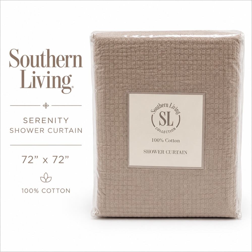 Southern Living Serenity 72x72 Cotton Shower Curtain Taupe Dillard's NIP